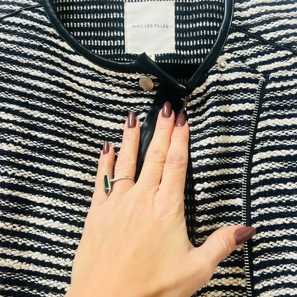 Avec Les Filles Black and White Striped Blazer - Picture 4 of 6